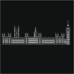 London Palace of Westminster in England. illustration for web and mobile design.