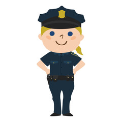 笑顔の女性警察官のイラスト。