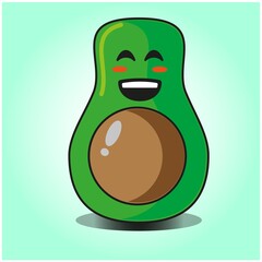 Cute half avocado emoticon cartoon mascot character design