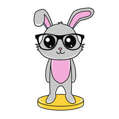 Illustration vector graphic of cute little Rabbit with glasses. Perfect for children toy, t-shirt image, icon, symbol, etc.