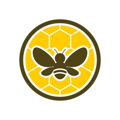 Honeycomb logo. Honey bee icon isolated on white background
