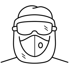 antiviral protective mask icon in outlines