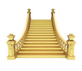 Golden Classic Staircase Isolated