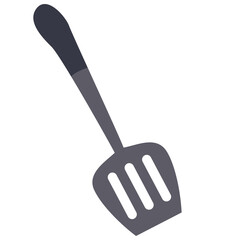 cute shovel for frying gray color, flat, isolated object on a white background, vector illustration,