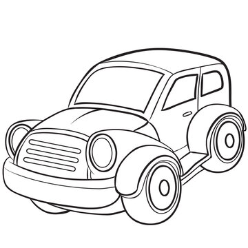 cartoon illustration, car sketch, coloring book, isolated object on white background, vector illustration,