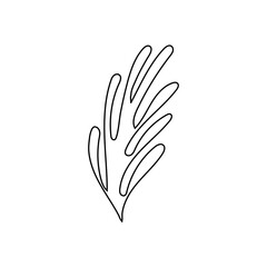 Fototapeta premium Leaf line art. Abstract plant illustration on white background.