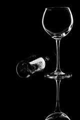 wine glass on black