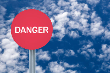 Billboard canvas mockup in cloudy  sky background. Danger