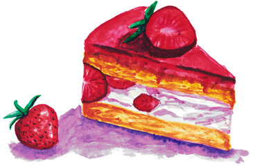 a piece of strawberry cake with strawberries