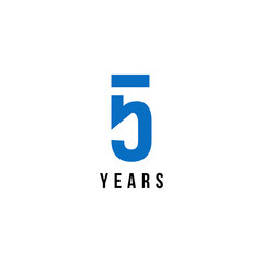 5 Years Anniversary Blue And Black Number Vector Design