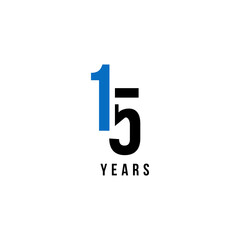 15 Years Anniversary Blue And Black Number Vector Design