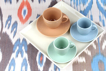 colored plate cuup coffe tableware kitchenware 