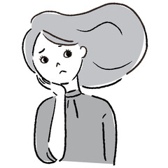 Female facial expression hand drawn vector illustration