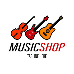 guitar logo vector for music shop