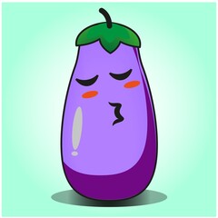 Cute eggplant vegetables emoticon cartoon mascot character design