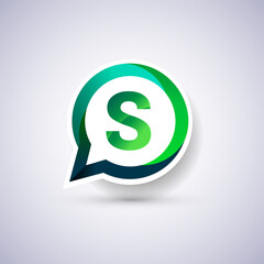 logo S letter, green and blue color on circle chat icon. Vector design for your logo application for company identity.