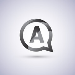 logo A letter, grey color on circle chat icon. Vector design for your logo application for company identity.