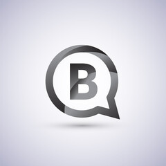 logo B letter, grey color on circle chat icon. Vector design for your logo application for company identity.
