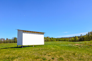White hut on the field