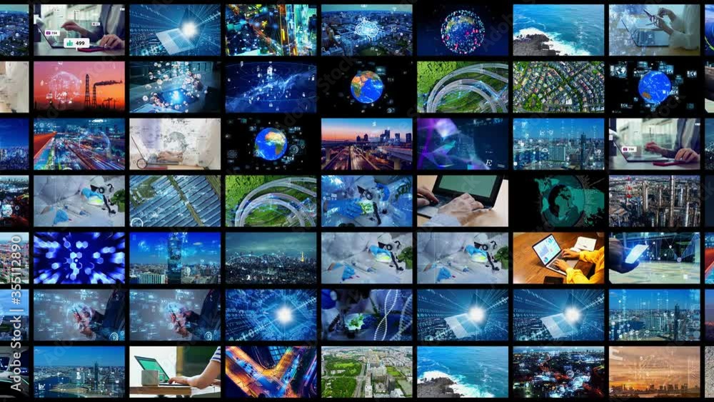 Poster 映像コンテンツ　大量のムービー画面　横スクロール