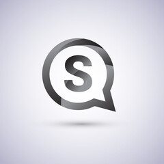 logo S letter, grey color on circle chat icon. Vector design for your logo application for company identity.