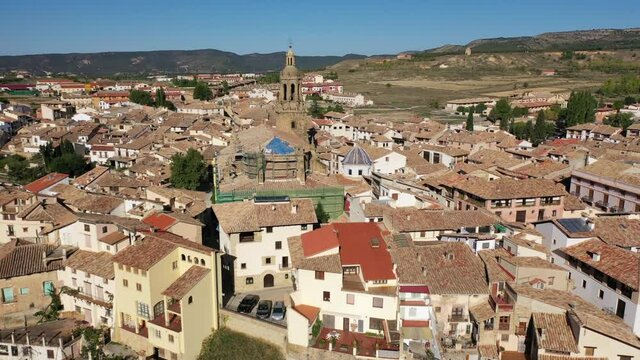 Aerial views of the city of Rubielos de Mora. Aragon, Spain.