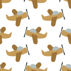 seamless pattern with brown plane cartoon