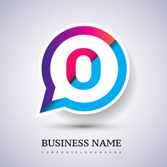 logo O letter colorful on circle chat icon. Vector design for your logo application for company identity.