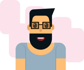 Cartoon man with beard and glasses smiling
