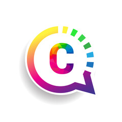 logo C letter colorful on circle chat icon. Vector design for your logo application for company identity.