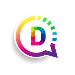 logo D letter colorful on circle chat icon. Vector design for your logo application for company identity.