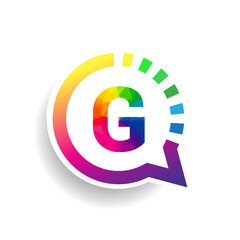 Obraz premium logo G letter colorful on circle chat icon. Vector design for your logo application for company identity.