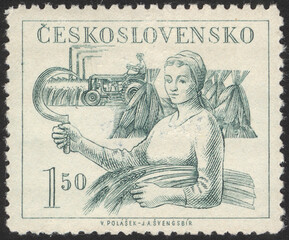 Postage stamps of the Czechoslovakia. Stamp printed in the Czechoslovakia. Stamp printed by...