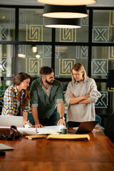 Successful teamwork. Business people in office.	
