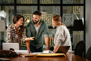 Successful teamwork. Business people in office.	
