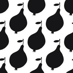 Fruit silhouette isolated on white background seamless pattern. Repeating vector illustration.