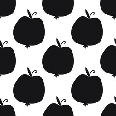 Fruit silhouette isolated on white background seamless pattern. Repeating vector illustration.