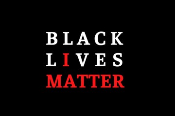 Black Lives Matter Illustration in White and red against a black colored background. There is a huge protest going on in many cities of United States of America USA over the death of 