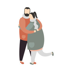Couple of woman and man embraced vector design