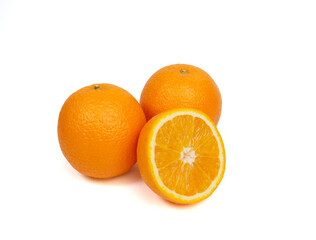 Orange fruit isolated on white background,Valencia Orange, With clipping path