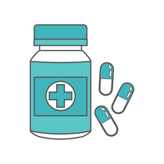 Flat Design Icon Health Medical Virus Simple Outline Vector Medicine Drug