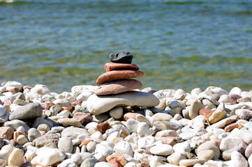 Stone stack with ocean background