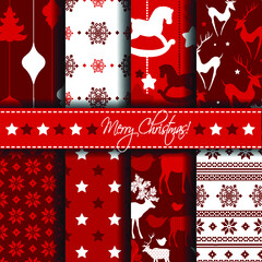 Set of christmas seamless vector patterns, prints