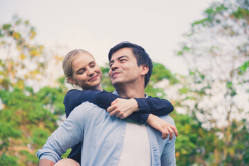 Fototapeta premium Young couple in love outdoor.