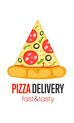 Pizza delivery. Fast and tasty. Vector illustration.