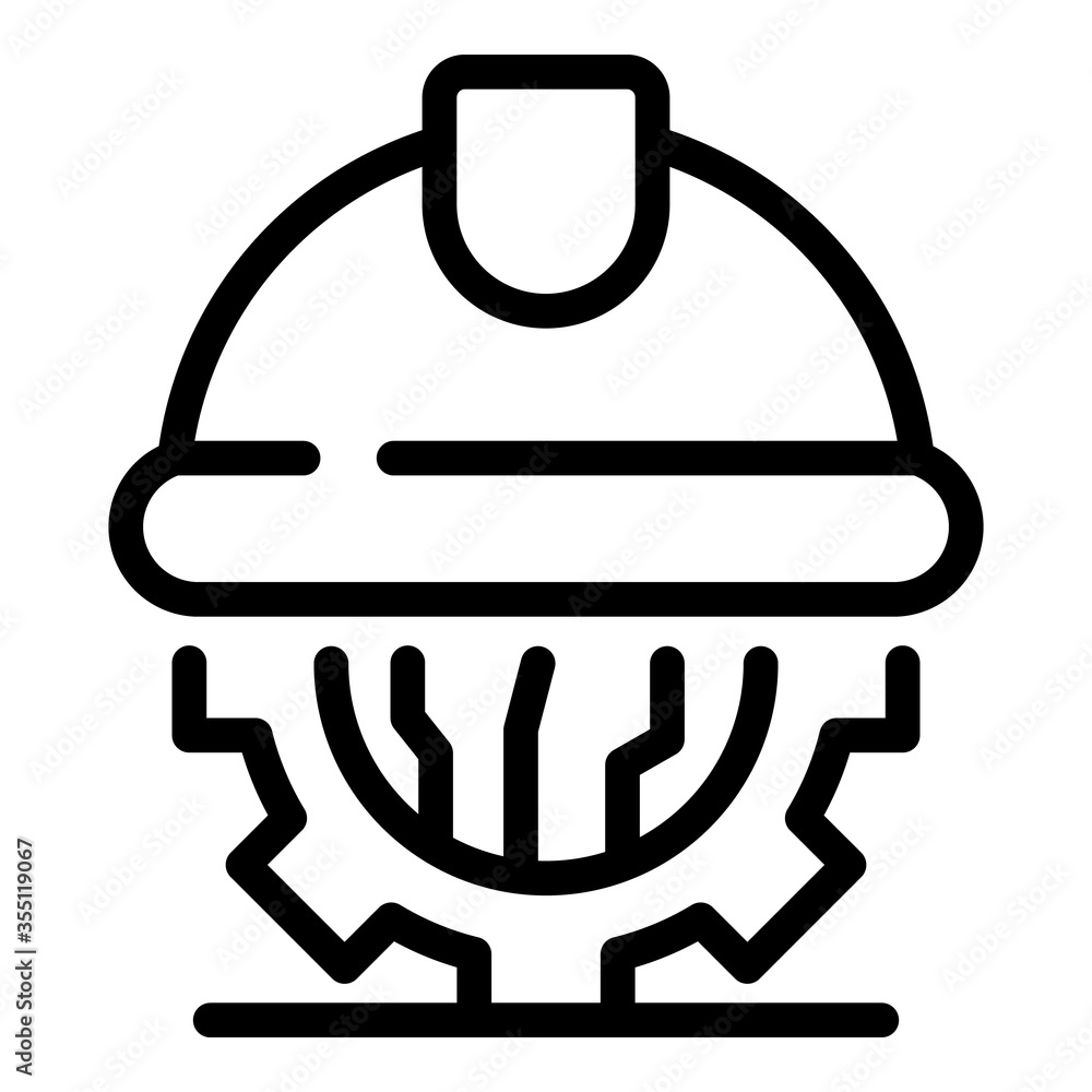 Poster network gear helmet icon. outline network gear helmet vector icon for web design isolated on white b