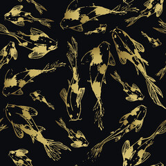 watercolor seamless pattern with koi fish 