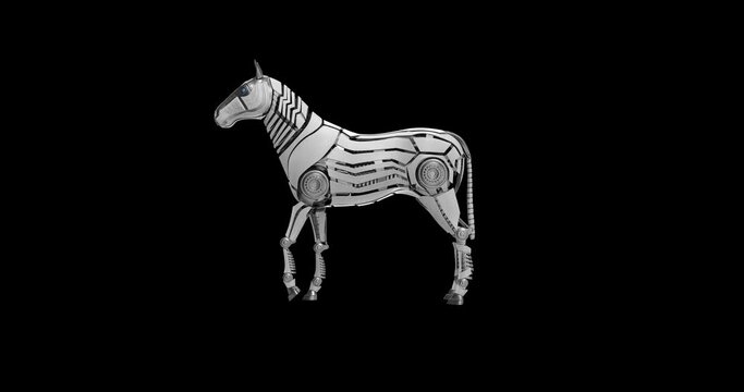 Mechanical horse dancing. 3d Animation