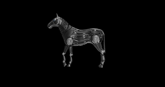Mechanical horse dancing. 3d Animation