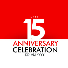 15 year Anniversary Concept Red Color and White for Banner, Poster, Greeting Card - Vector